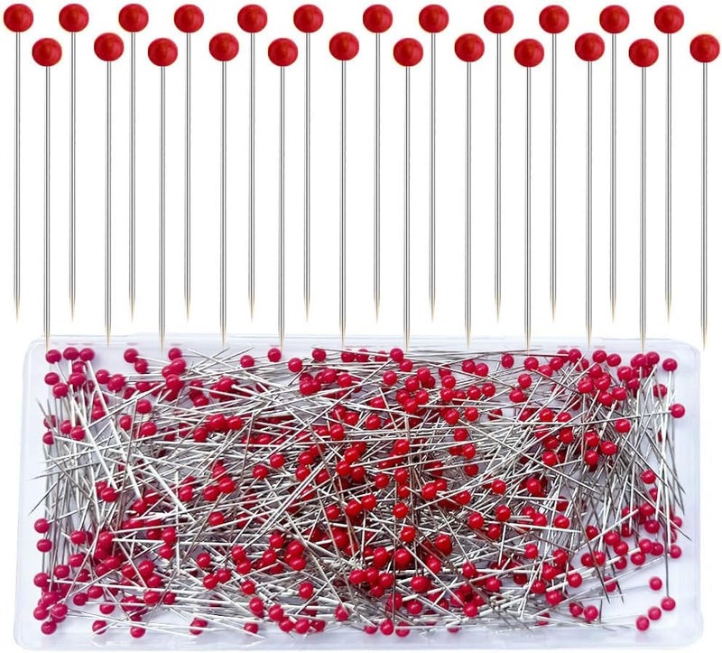 Sunenlyst 500 PCS Sewing Pins, 1.75IN Quilting Pins Long Red Glass Ball Head Straight Pins for Fabric, Stainless Steel Dressmaker for Sewing, Crafts, Jewelry Making, DIY - Image 1